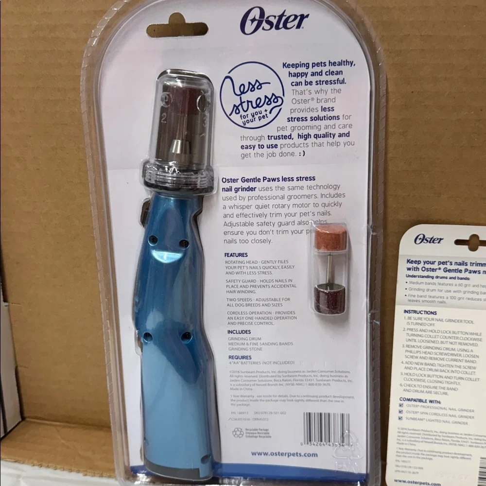 ⭐️Oster Gentle Paws Blue Nail Grinder with Replacement Kit